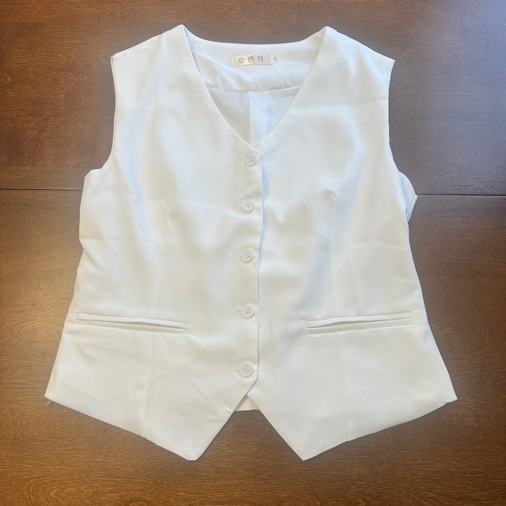 White Button-Up Vest
